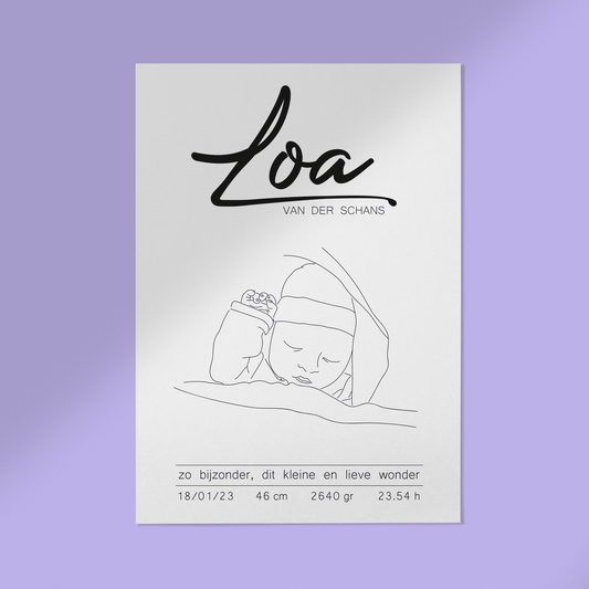 Kraamcadeau Kraamkado Geboorte Lijntekening