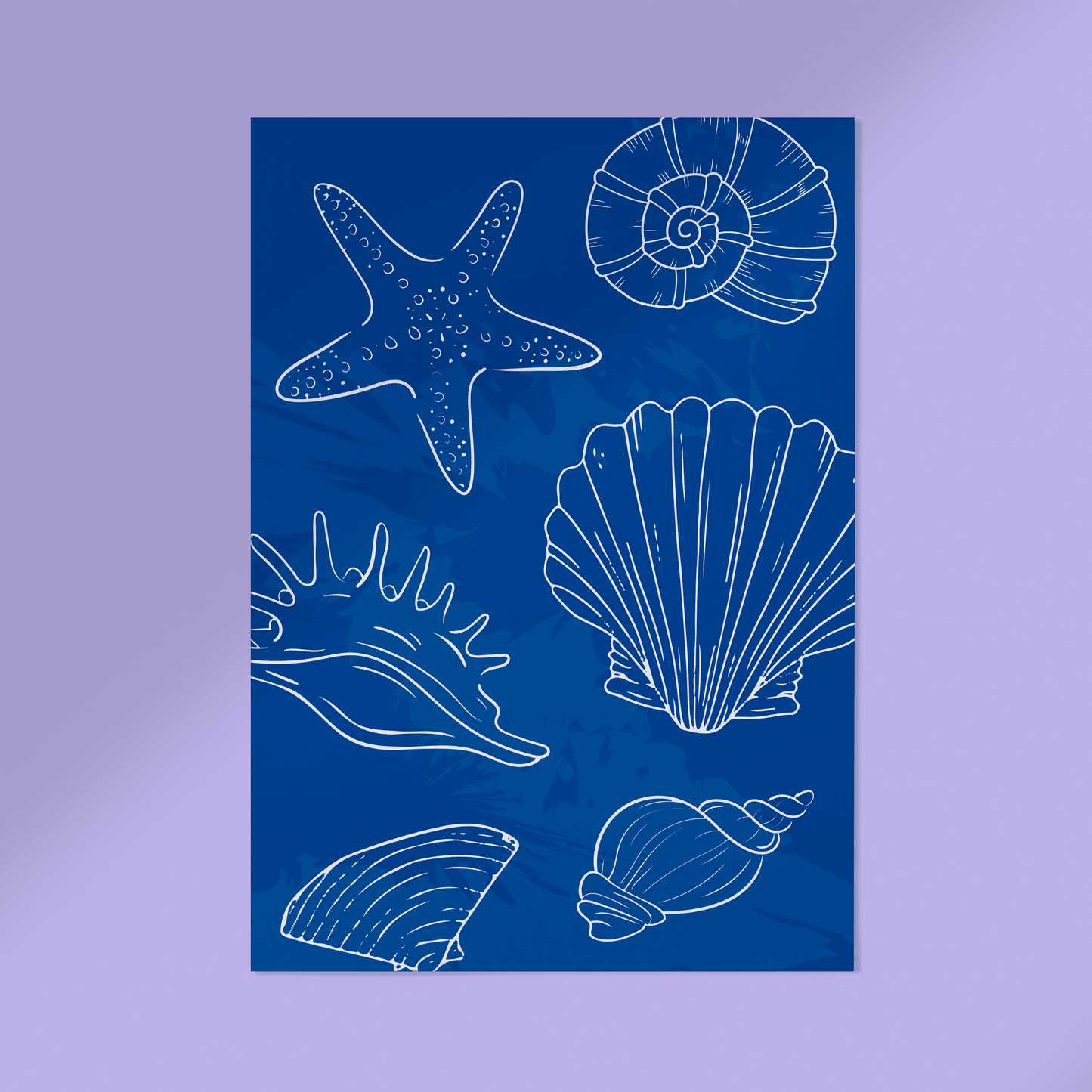 Oceaan Zeester Schelp Strand Blauw Wit Poster