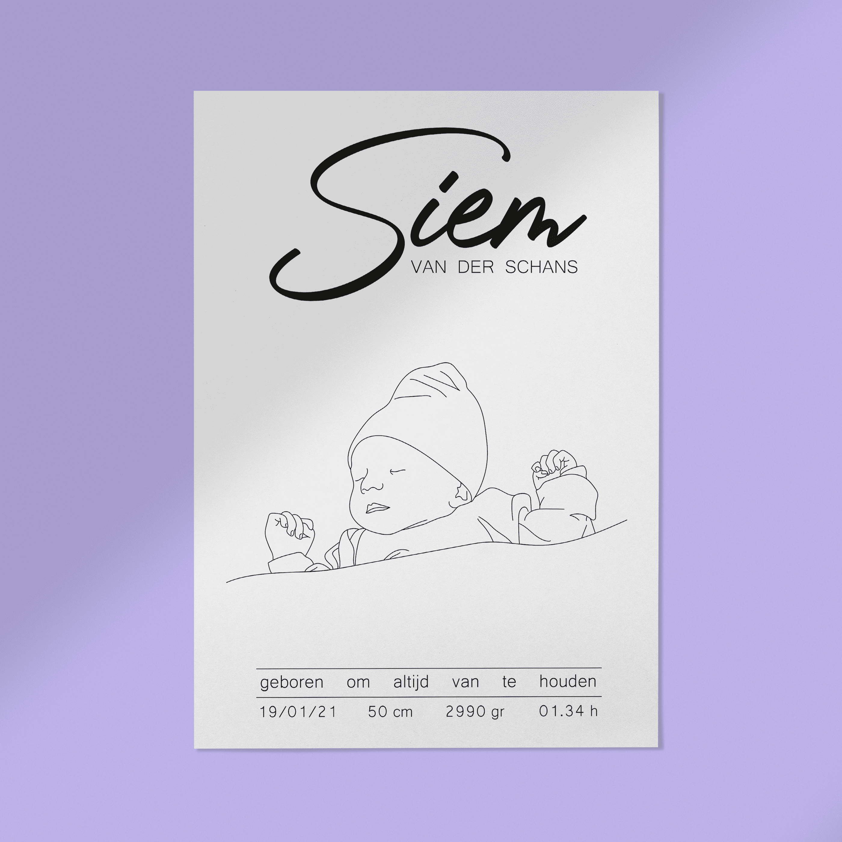 Kraamcadeau Kraamkado Geboorte Lijntekening