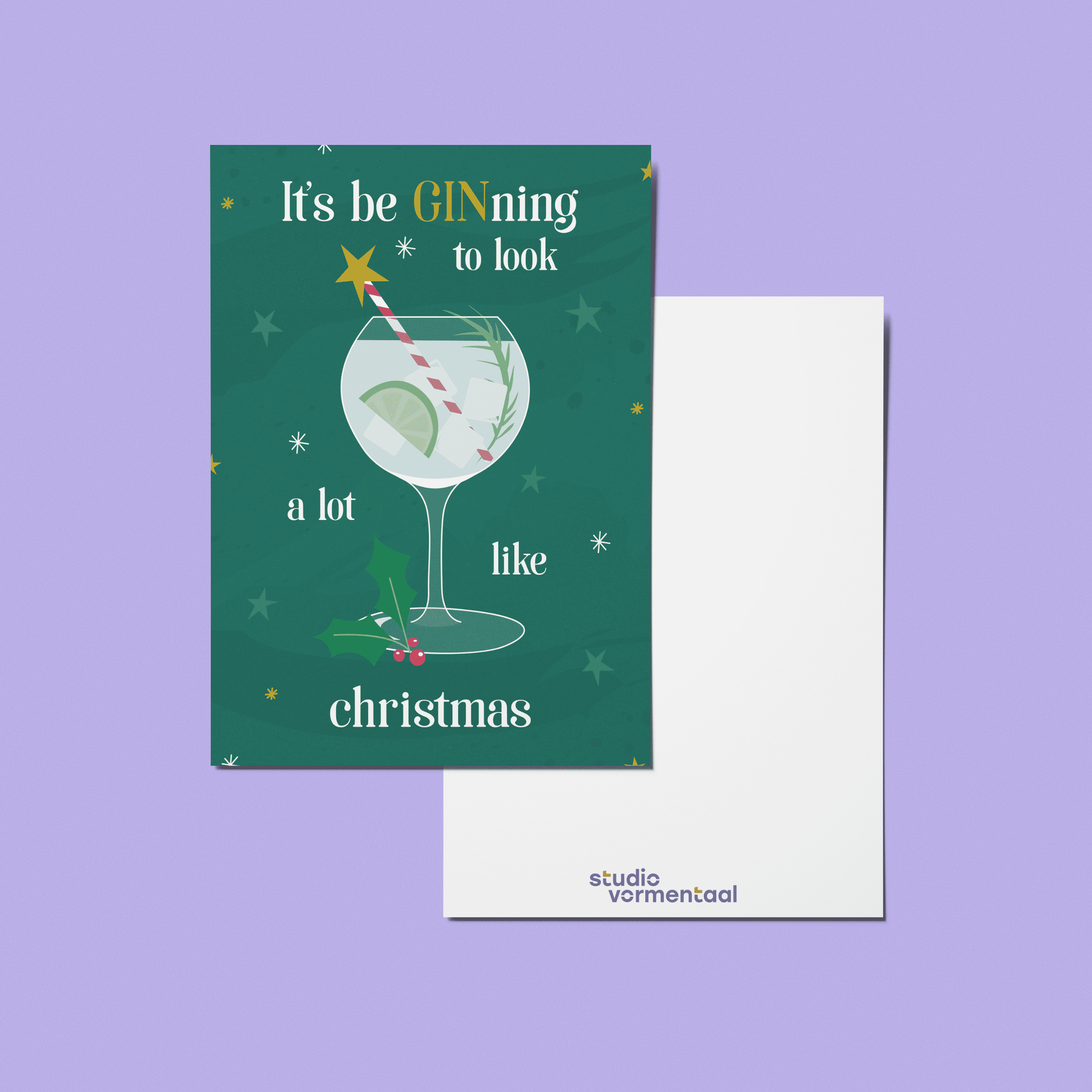 Kerstkaart Gin Wenskaart Ansichtkaart