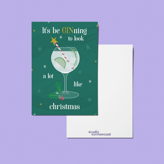 Kerstkaart Gin Wenskaart Ansichtkaart