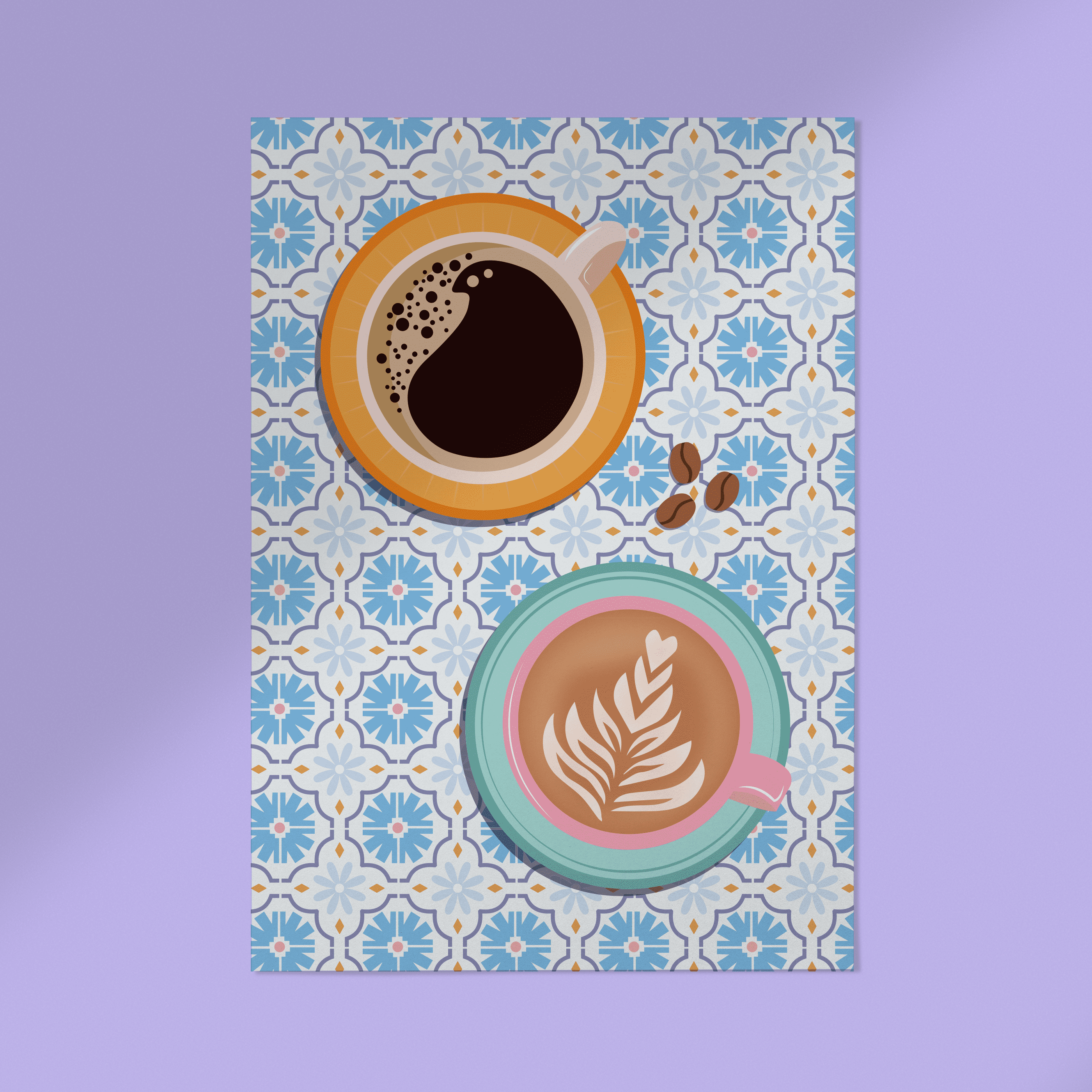 Koffie Cappucino Koffiebonen Schoteltjes Poster