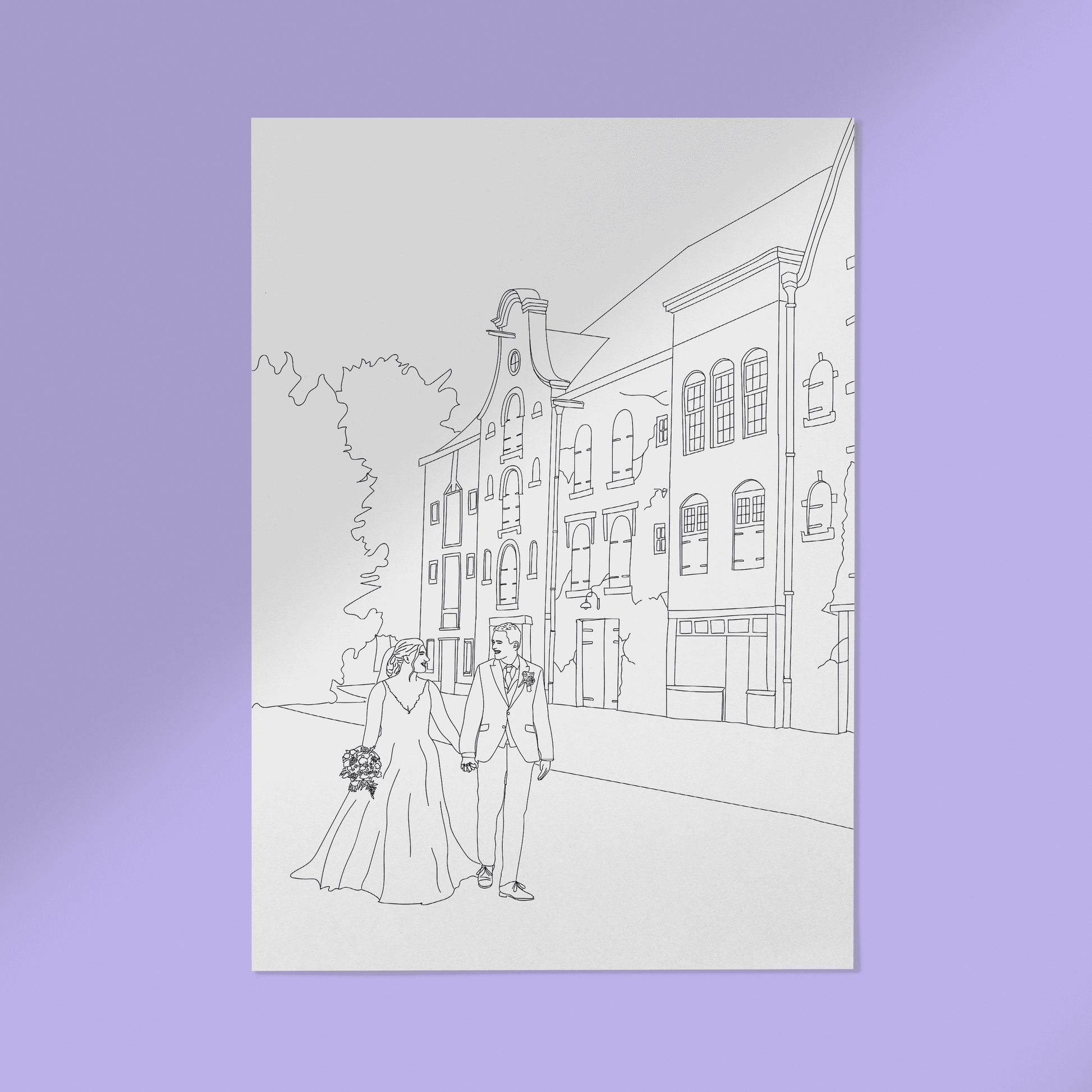 Lijntekening Personen Illustratie Omgeving 