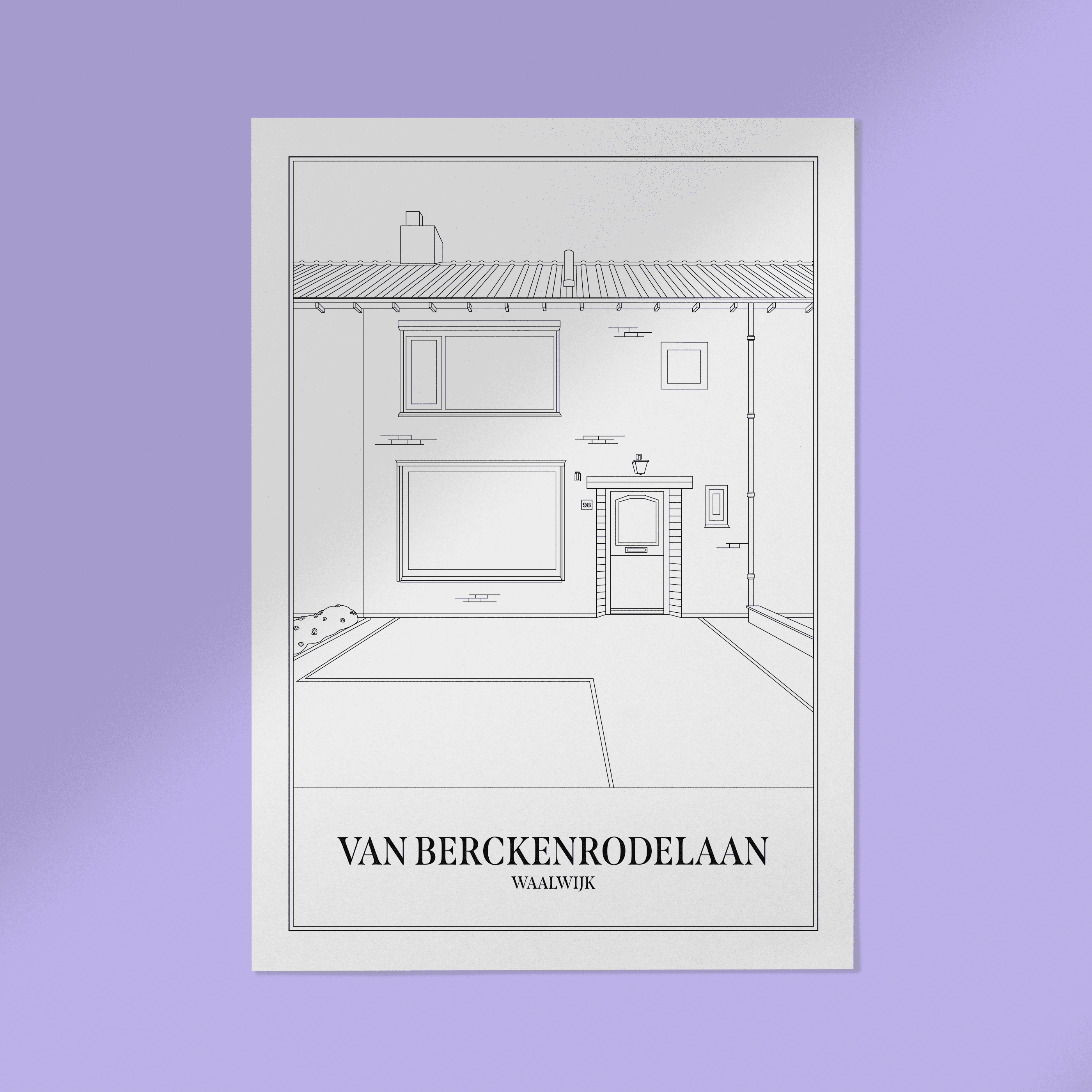 Lijntekening Woning Cadeau Adres Kado